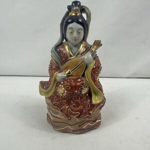 Vintage Meiji Japanese‎ Porcelain Figurine Lady With Instrument